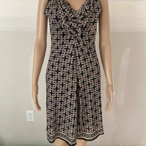 Max Studio M Black Lattice Print Cowl Neck Stretch Sleeveless Career Dress
